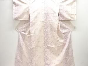 草花模様織出し手織り紬着物